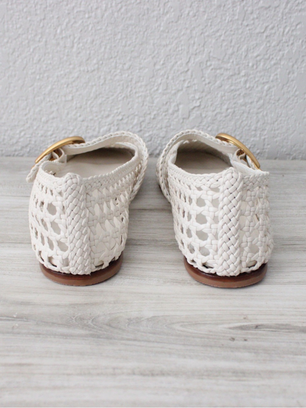 Larroude Verona Macrame Ivory Leather Ballet Flats - Picture 4 of 9
